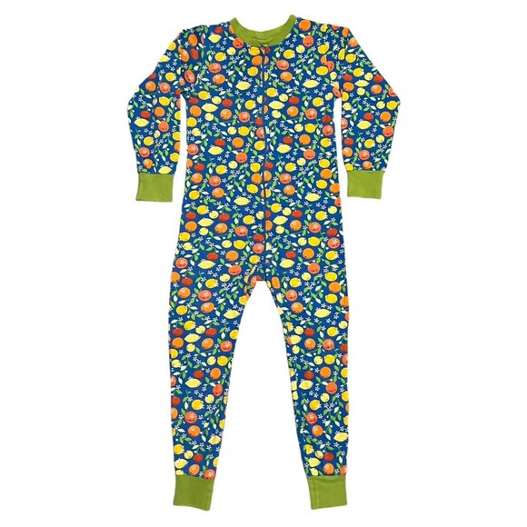 DUNS Sweden Sz 134 (9Y) Citrus Fruit Zipper Sleeper Pajamas - Picture 3 of 8